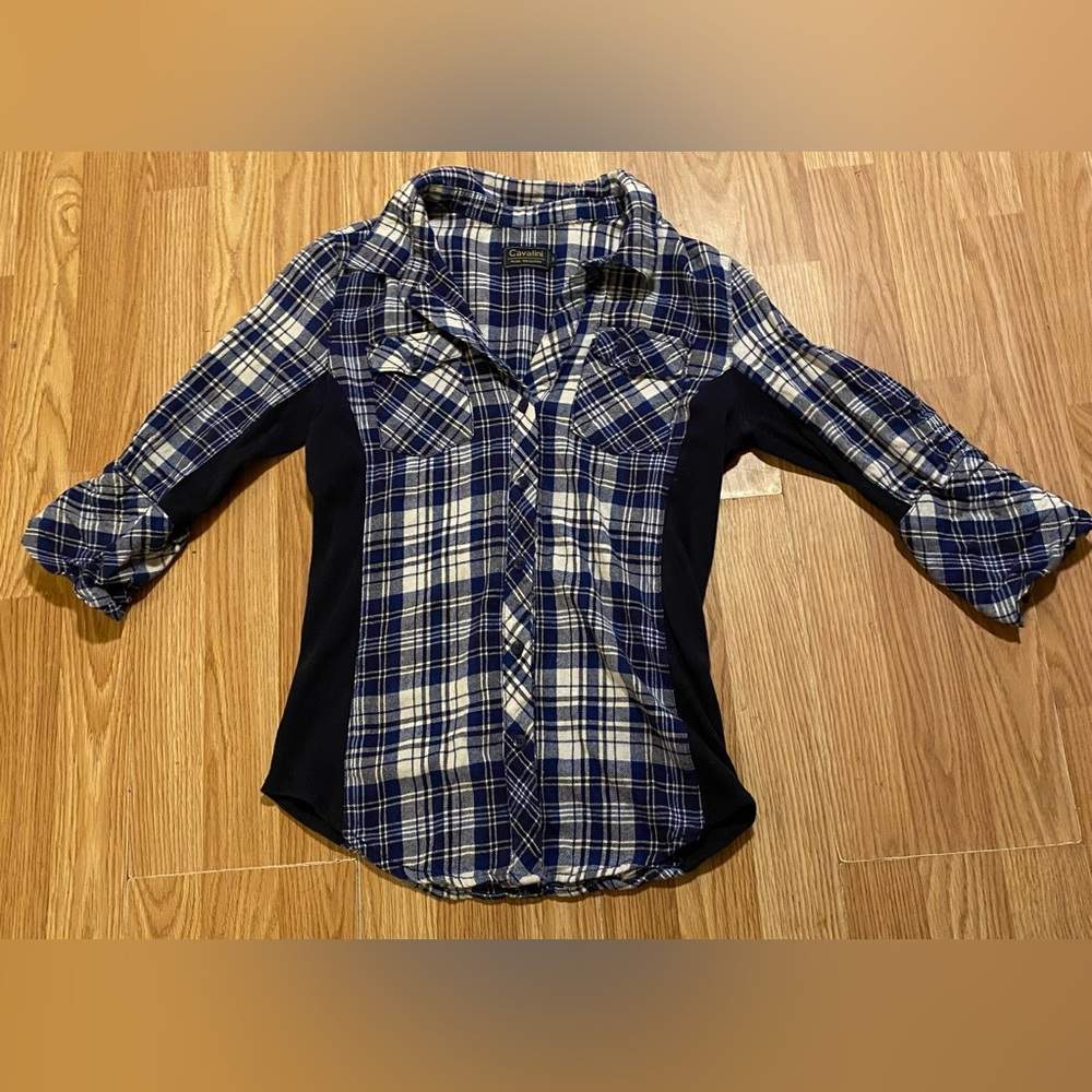Cavalini Navy Plaid Button Down Shirt